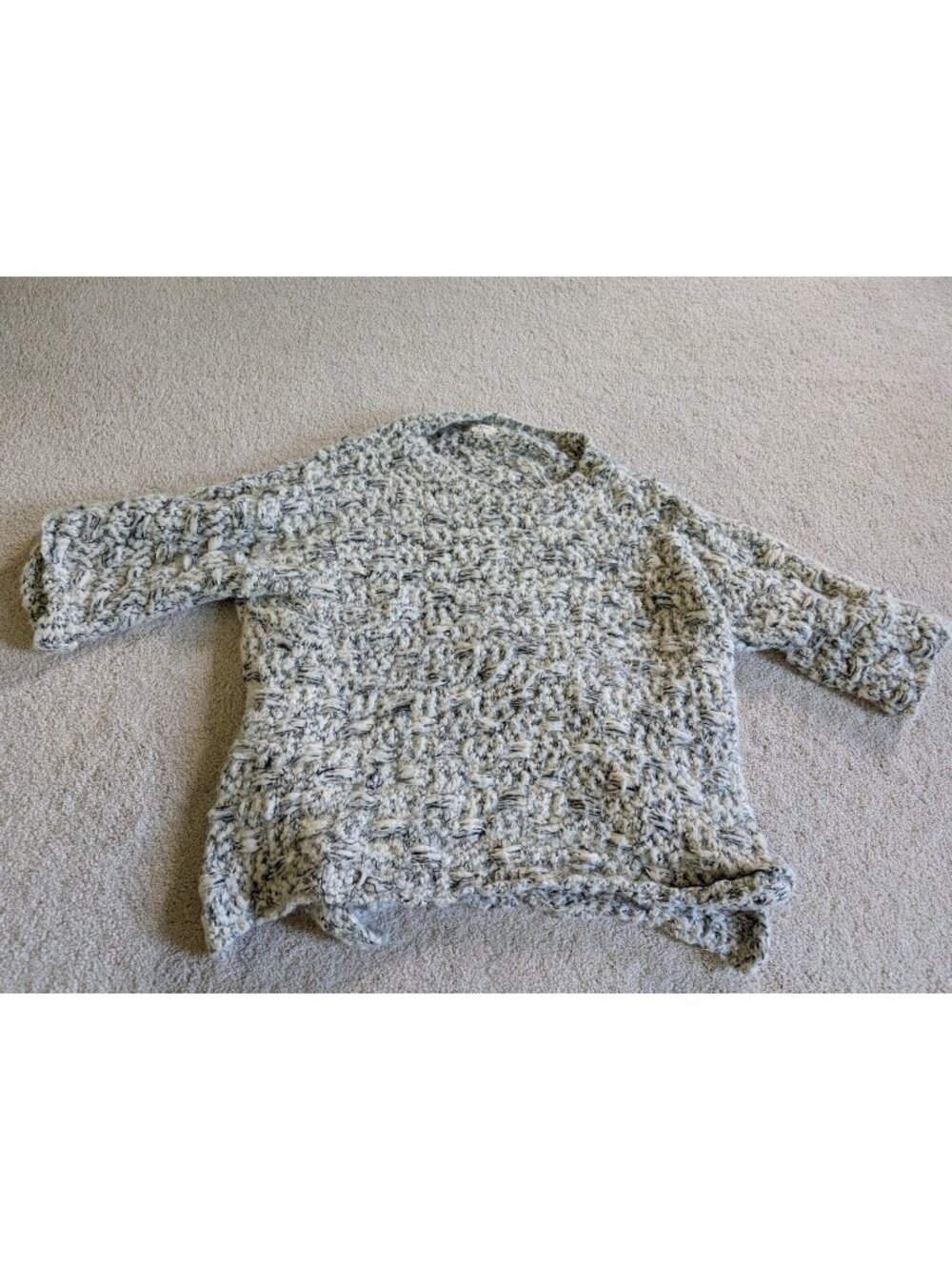 Umgee Fluffy Chunky Knit Black White Oversized Sweater Size Large